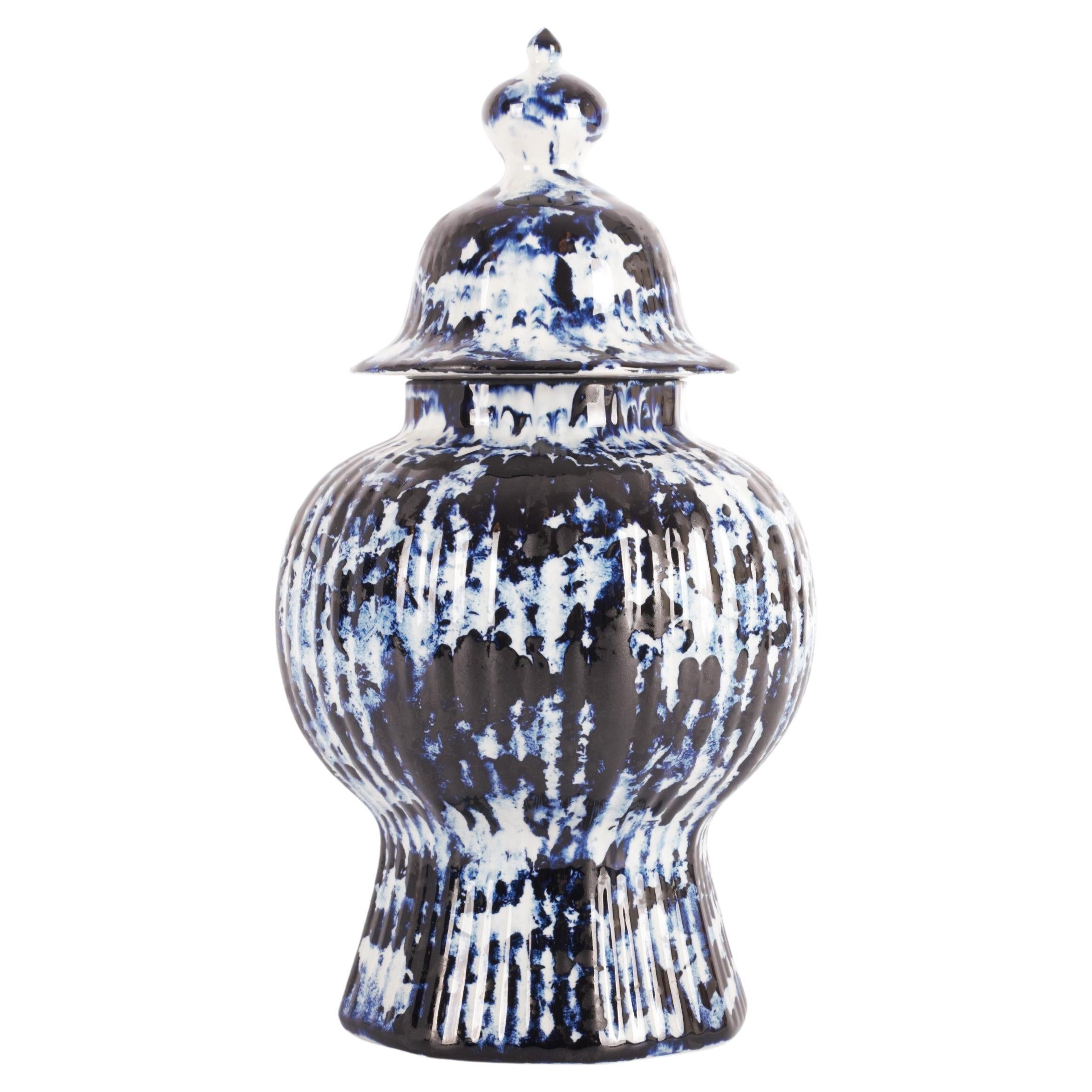 Delft Blue Vase with Lid 37cm #1, by Marcel Wanders, Hand Painted, 2006, Unique For Sale