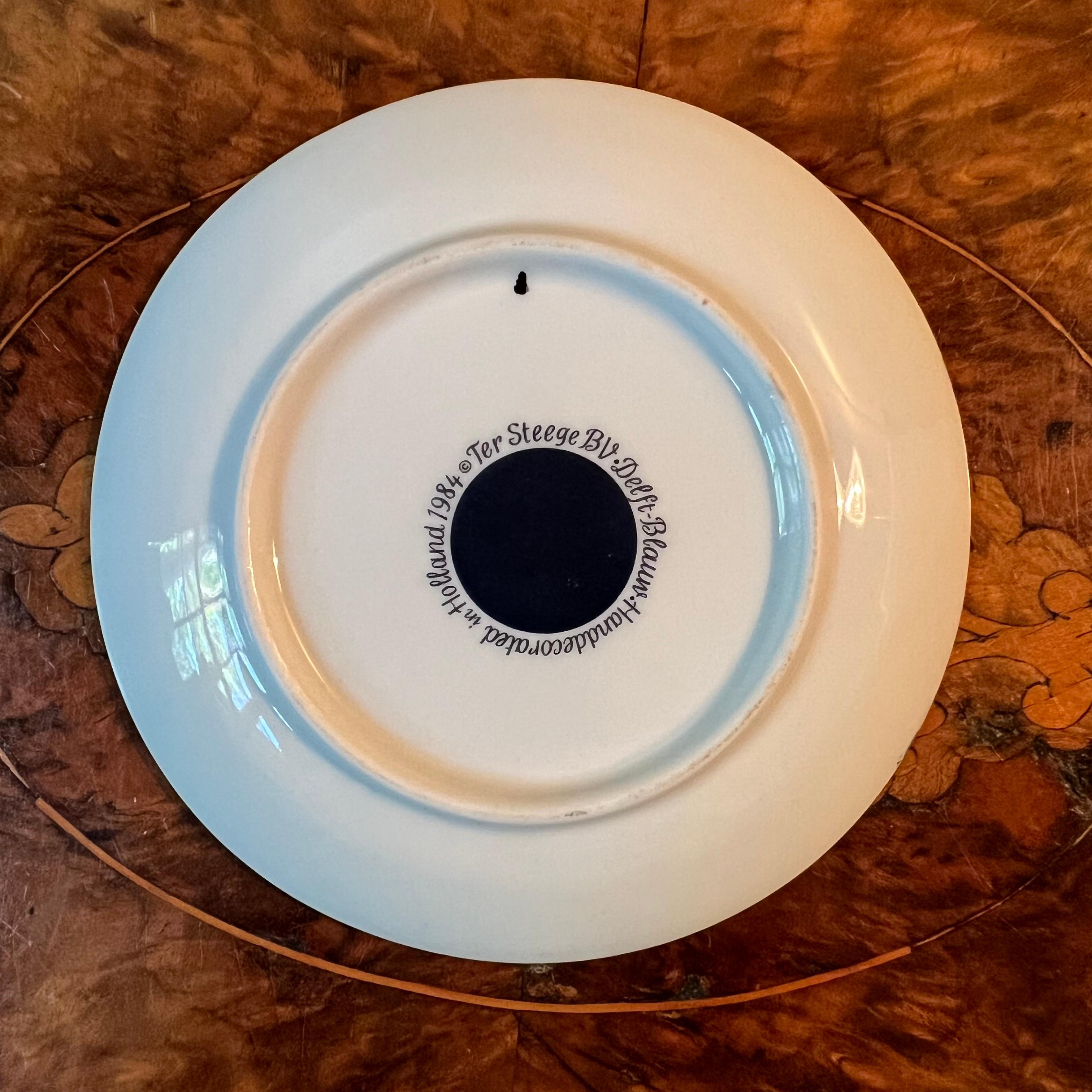 20th Century Delft Blue Windmill Print Small Plate/Dish For Sale