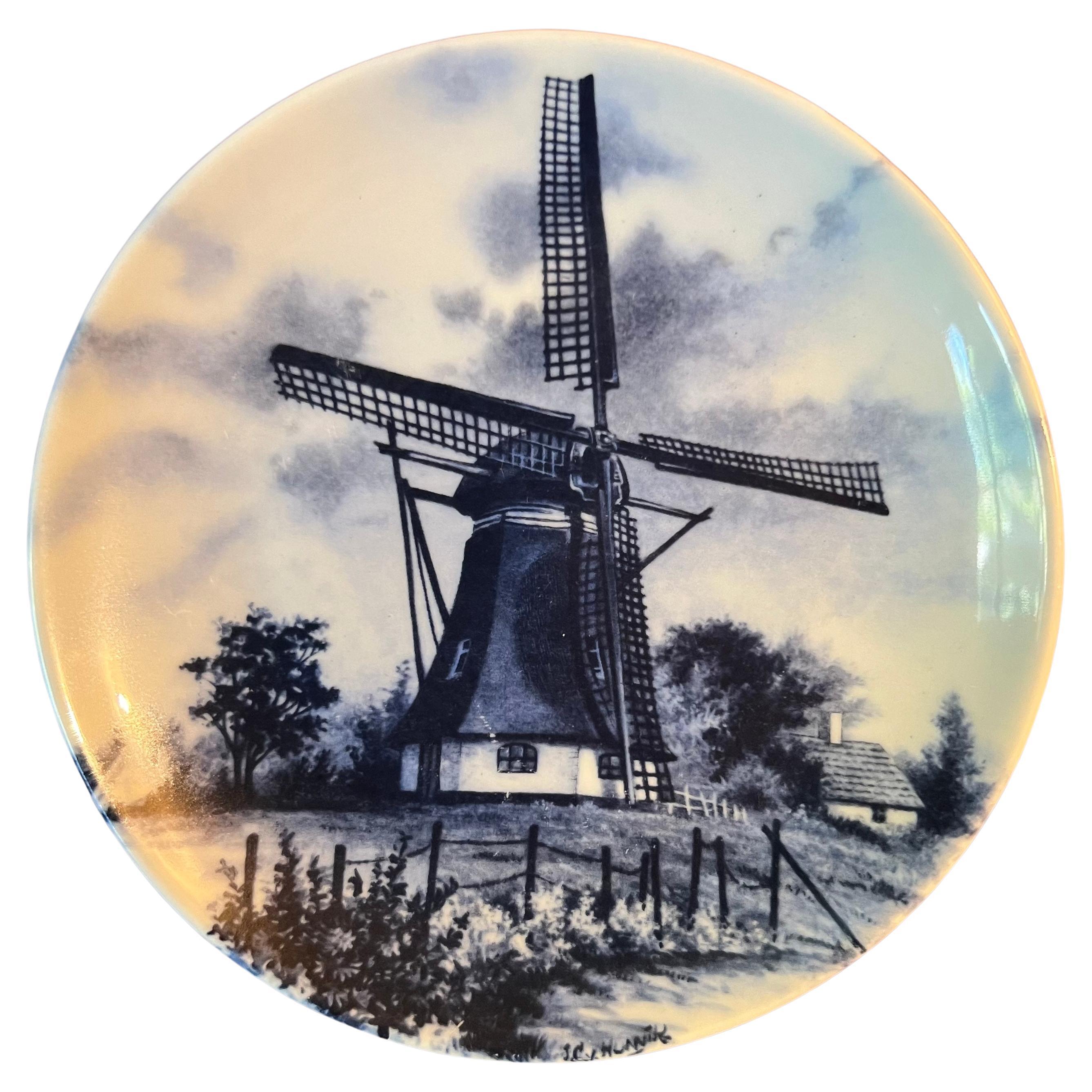 Delft Blue Windmill Print Kleiner Teller/Schale im Angebot