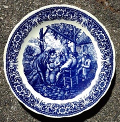 Delft 'Boch Frères' Blau-weißes Porzellangeschirr mit Transferdekor
