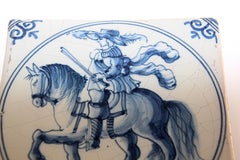 Delft Ceramic Decorative Tile Featuring a Man on Horse