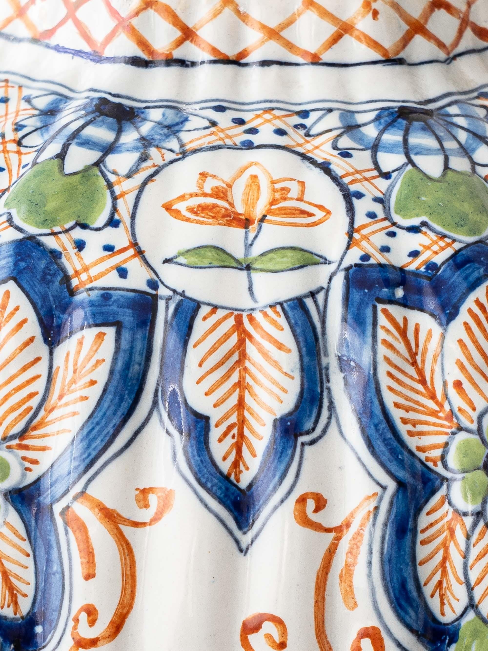 Lampe de table en céramique de Delft, années 1900, polychrome de Makkum peint à la main, abat-jour en soie neuf en vente 4