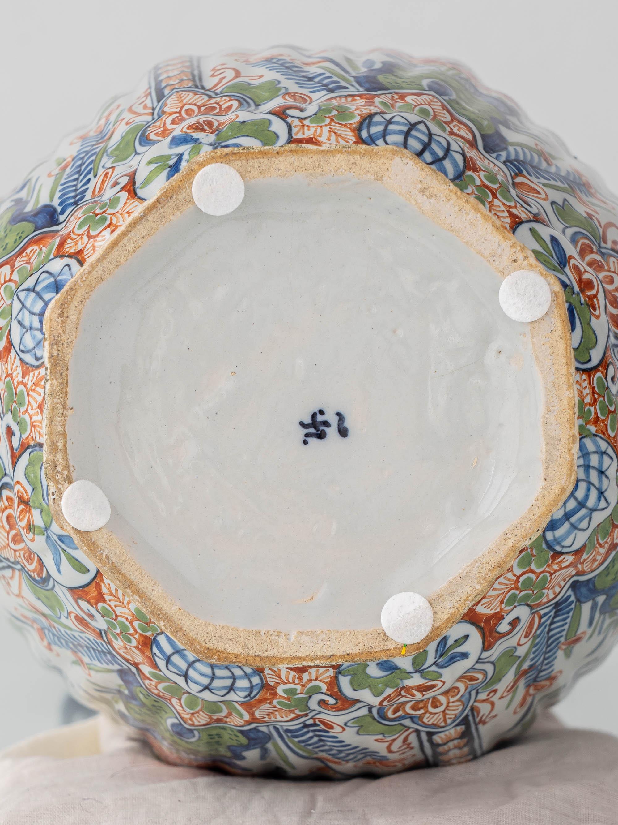 Lampe de table en céramique de Delft, années 1900, polychrome de Makkum peint à la main, abat-jour en soie neuf en vente 8