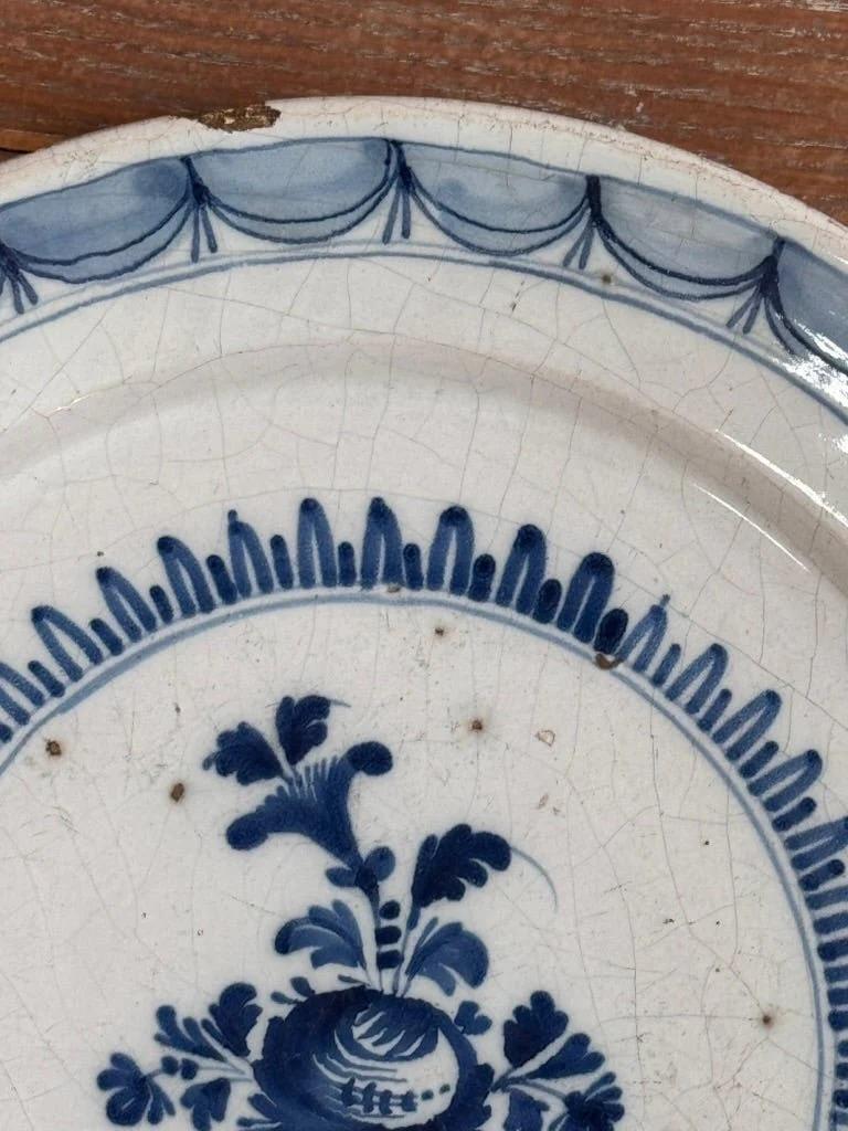 Dutch Delft Charger Blue and White 18th C. For Sale