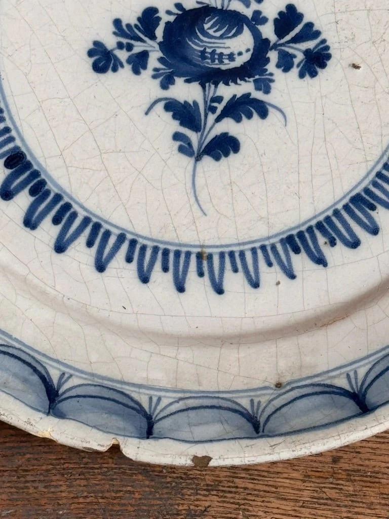 18th Century and Earlier Delft Charger Blue and White 18th C. For Sale