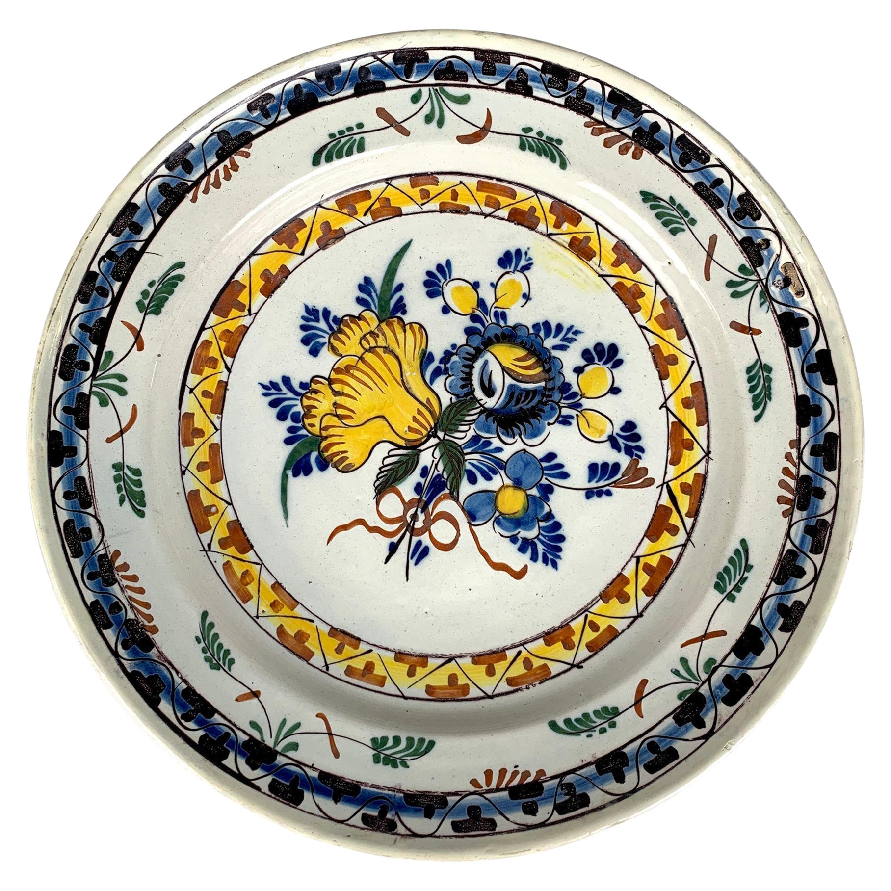 Delft Charger Hand gemalt Polychrome Farben 18. Jahrhundert Niederlande C-1780
