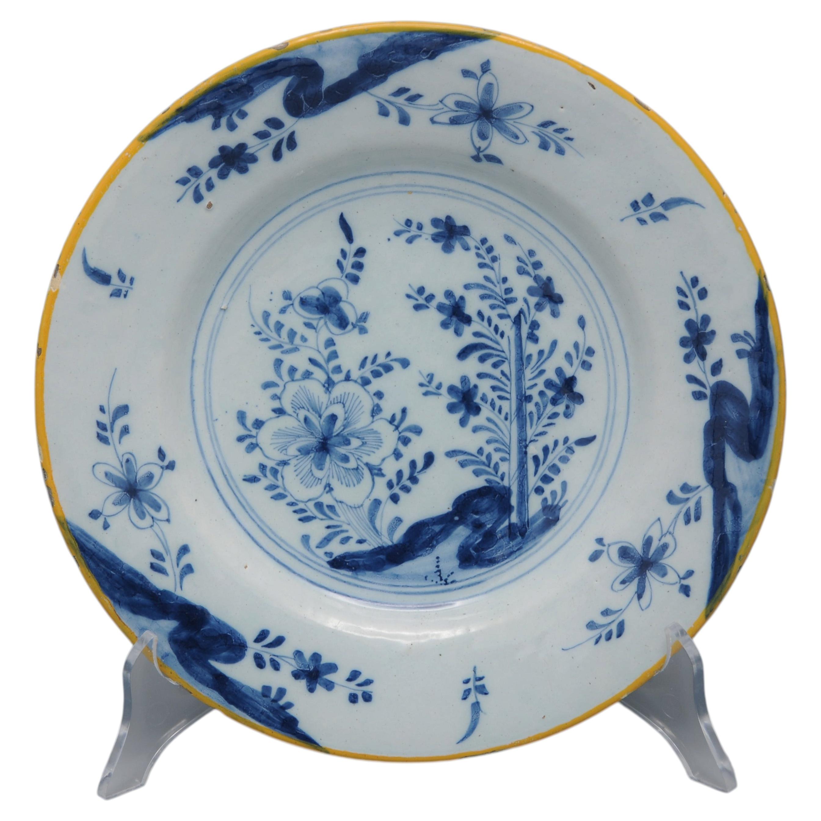 Delft - 'Chinoiserie' Blue and White Floral Delft Plate, late 18th century