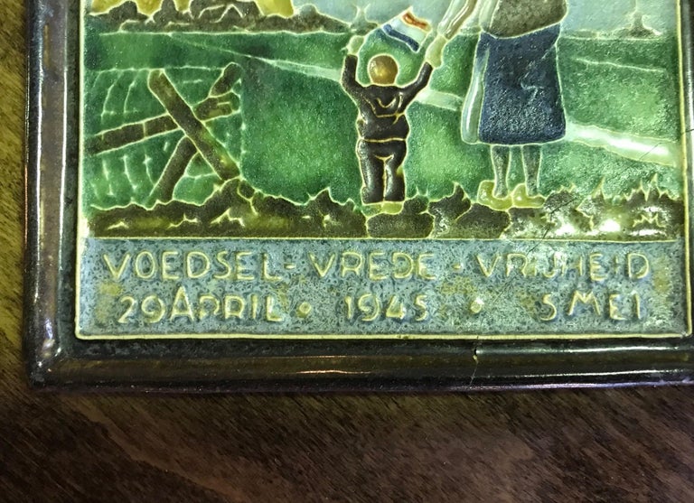 Delft Commemorative World War II Holland Ceramic Pottery Tile at 1stDibs