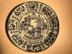 Delft Delftware Dish Wanli Lion Chinaman Dutch Baroque