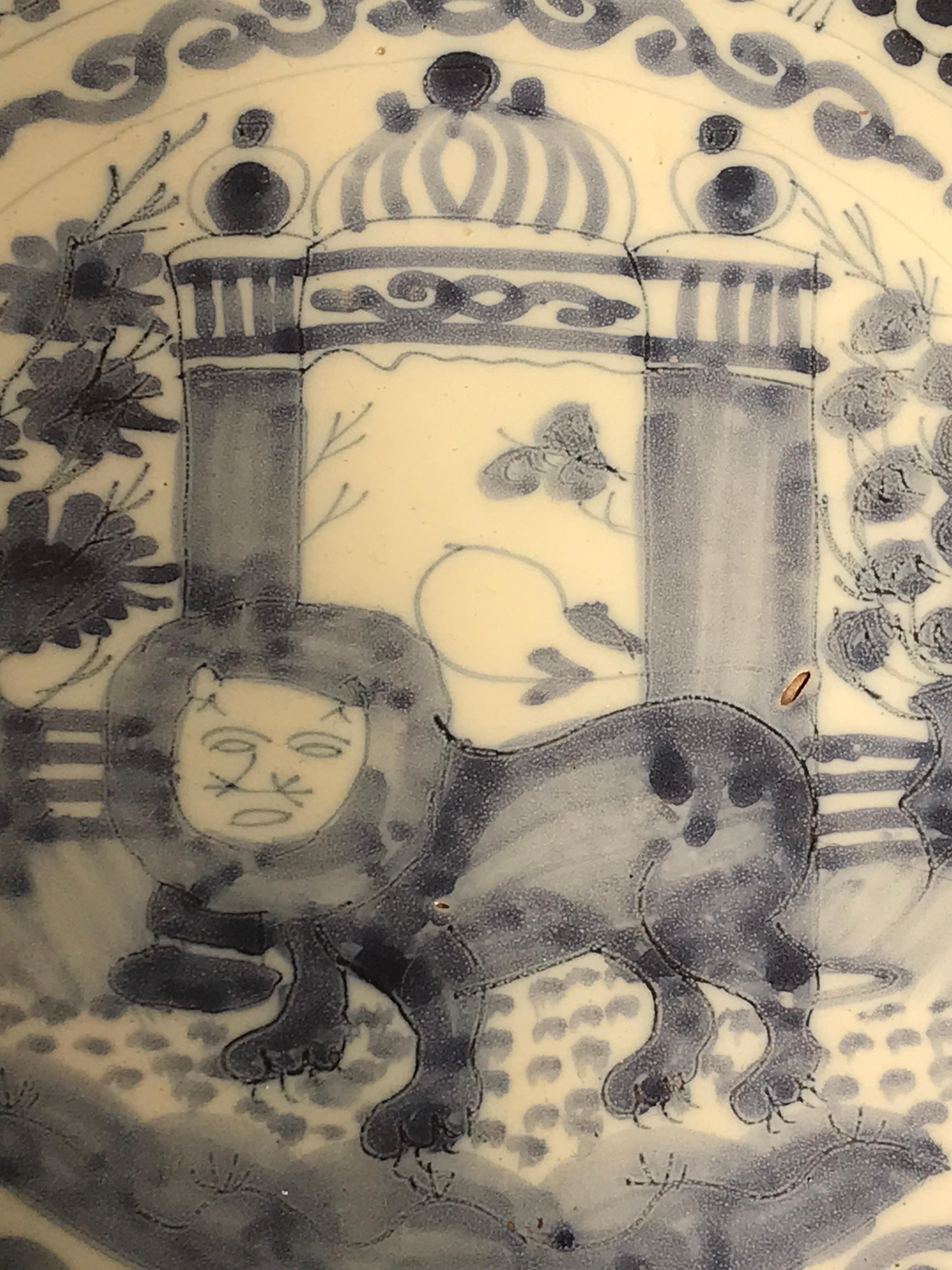 Delft Delftware Dish Wanli Lion Chinaman Dutch Baroque For Sale 2
