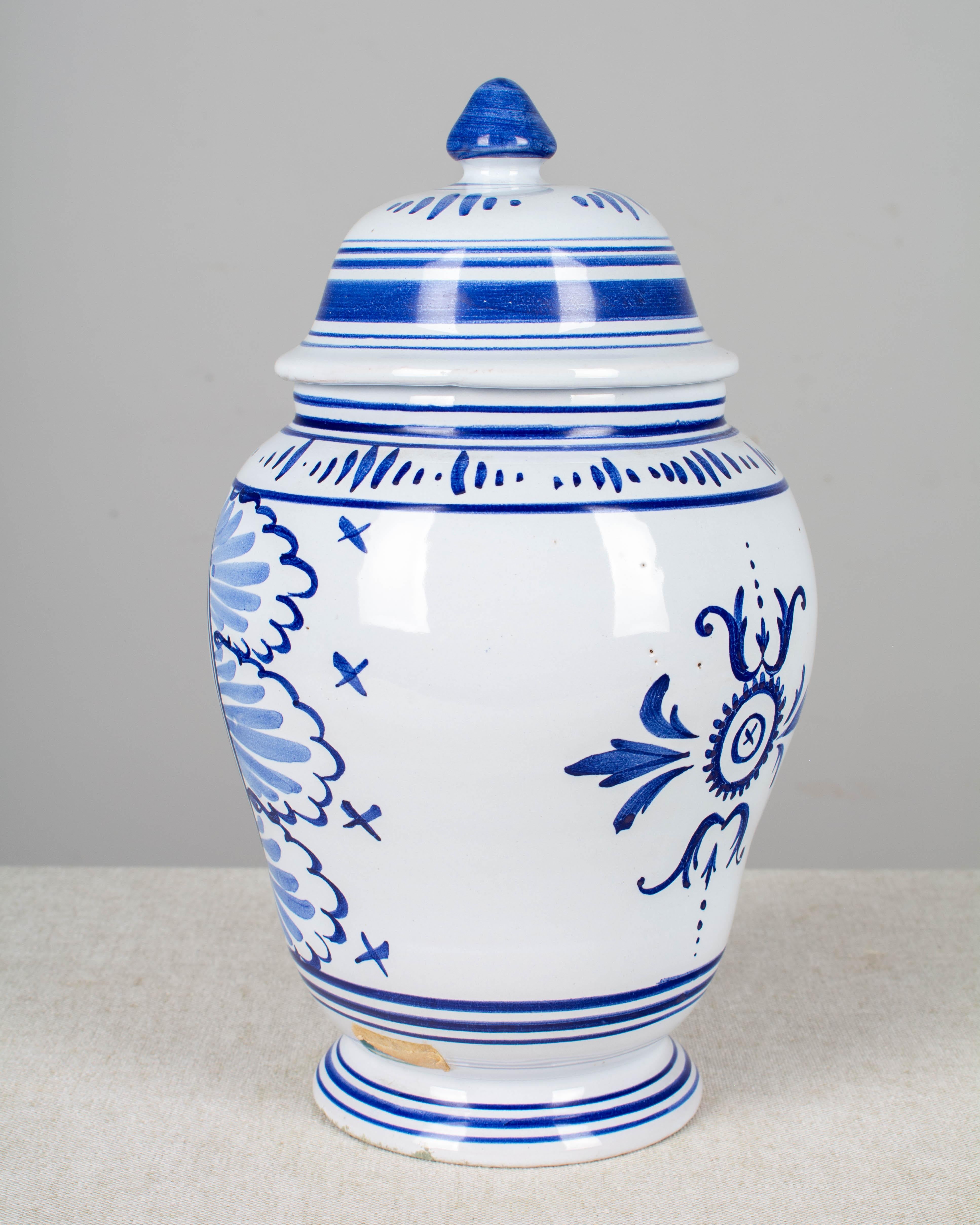 Hand-Painted Delft Faience Apothecary Jar For Sale