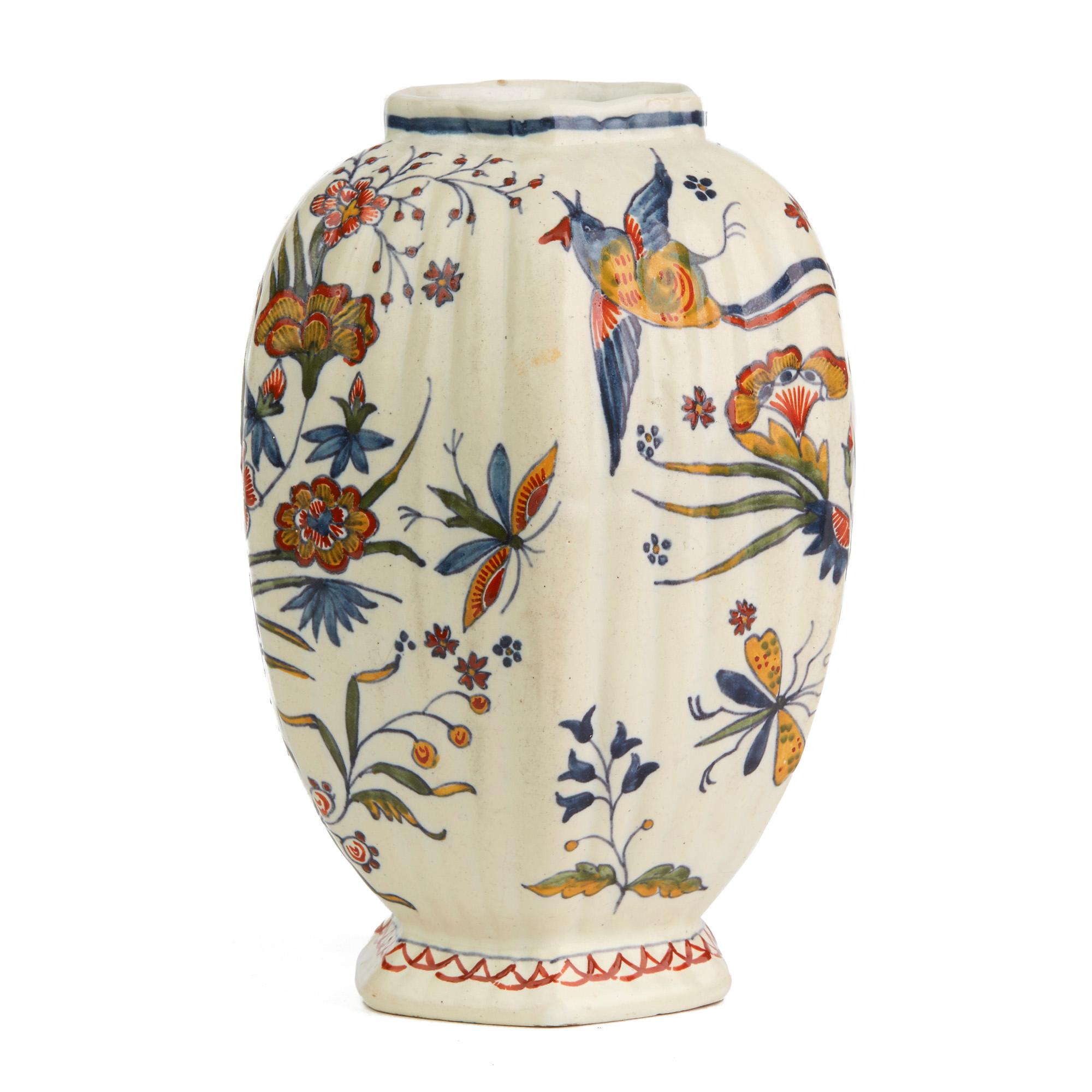 Delft Faience Polychrome Painted Pottery Vase, 18th-19th Century 1
