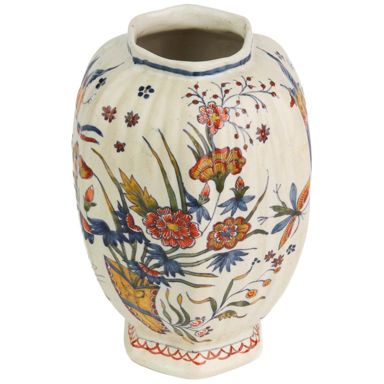 Delft Faience Polychrome Painted Pottery Vase, 18th-19th Century at ...