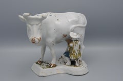 Delft - Figurine Group of a Cow and Milker, late 18th century (cold painted)