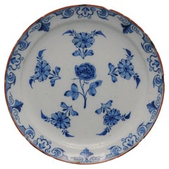 Delft floral plate by Jan Pennis, 'De Porceleyne Schotel', 1724-1764.