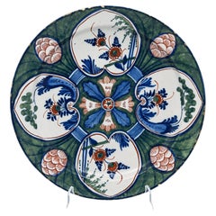 Antique Delft -Four Hearts Charger- Adriaan Rijsselbergh, 'De Grieksche A', 18th