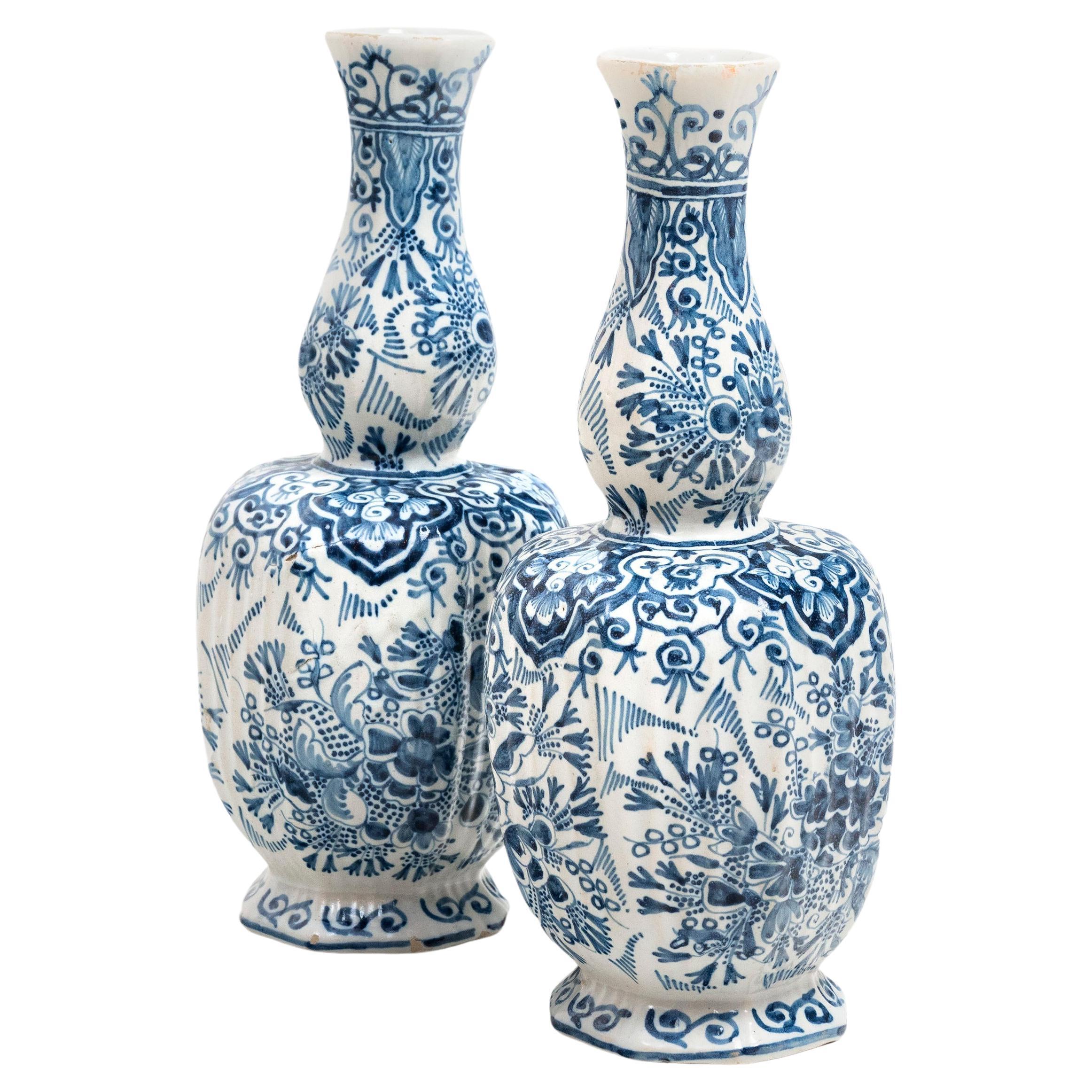Delft Garlic Neck Vases circa 1790 For Sale