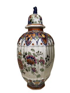 Jarrón/jarra de jengibre con tapa de porcelana pintada a mano de Delft