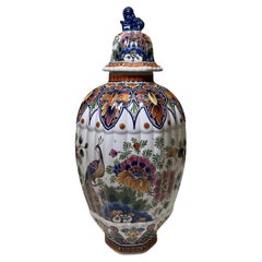 Delft Hand Painted Porcelain Lidded Urn Vase/Ginger Jar