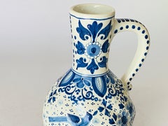 Delft Jug in Faïence, White and Blue, 19th Century Netherlands