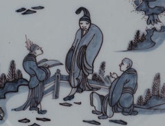 Delft, large blue and purple chinoiserie dish circa 1680