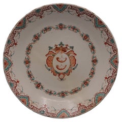 Delft - Large polychrome 'petit feu' armorial charger - mid 18th century