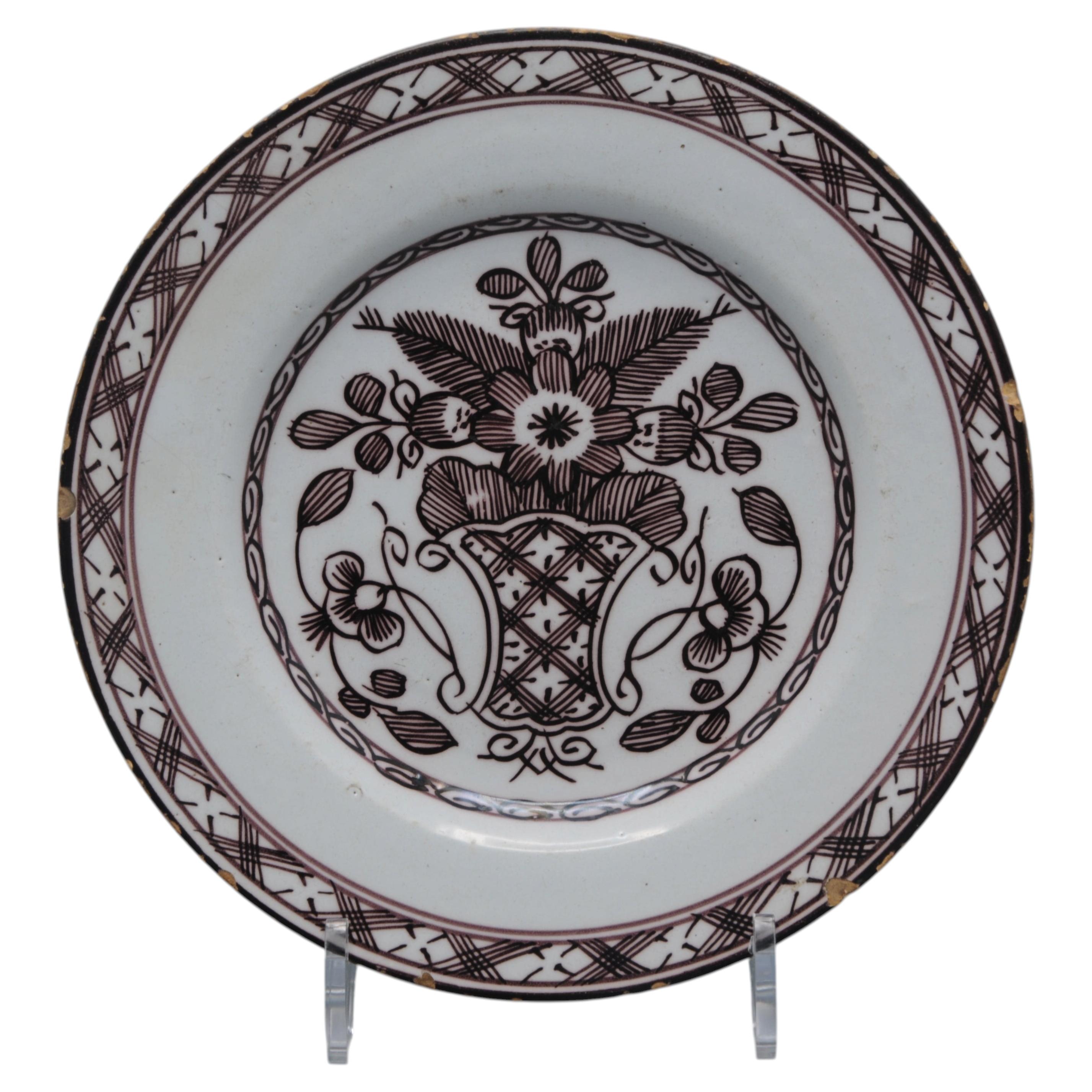 Delft manganese neoclassical plate - late 18th century