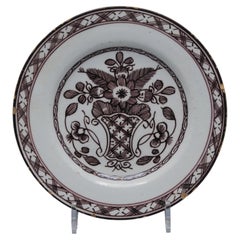 Delft manganese neoclassical plate - late 18th century