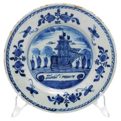 Delft - Maritime commemorative plate 'Zoutman', late 18th century