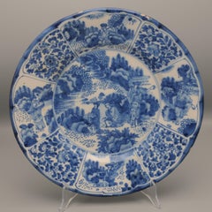Plato de estilo Delft o Hanau- Wanli, finales del siglo XVII