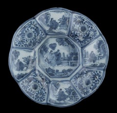 Delft Pair of blue and white chinoiserie lobed dishes 1680-1700