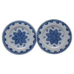 Delft - Pair of blue and white Delftware plates - 18th century