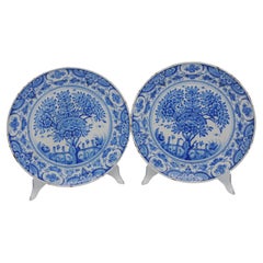 Delft - Geschirrpaar 'Teebaum' Muster - Mitte 18. Jahrhundert, De Grieksche A