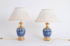 Delft, Pair of Lamps with Chinese Style Vases, 17th and 19th Century
