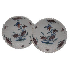 Delft - Pareja de platos florales policromados de Delft - Siglo XVIII