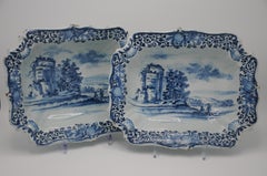 Delft - pair of Rococo salad bowls with a Italian landscape - mid 18th century