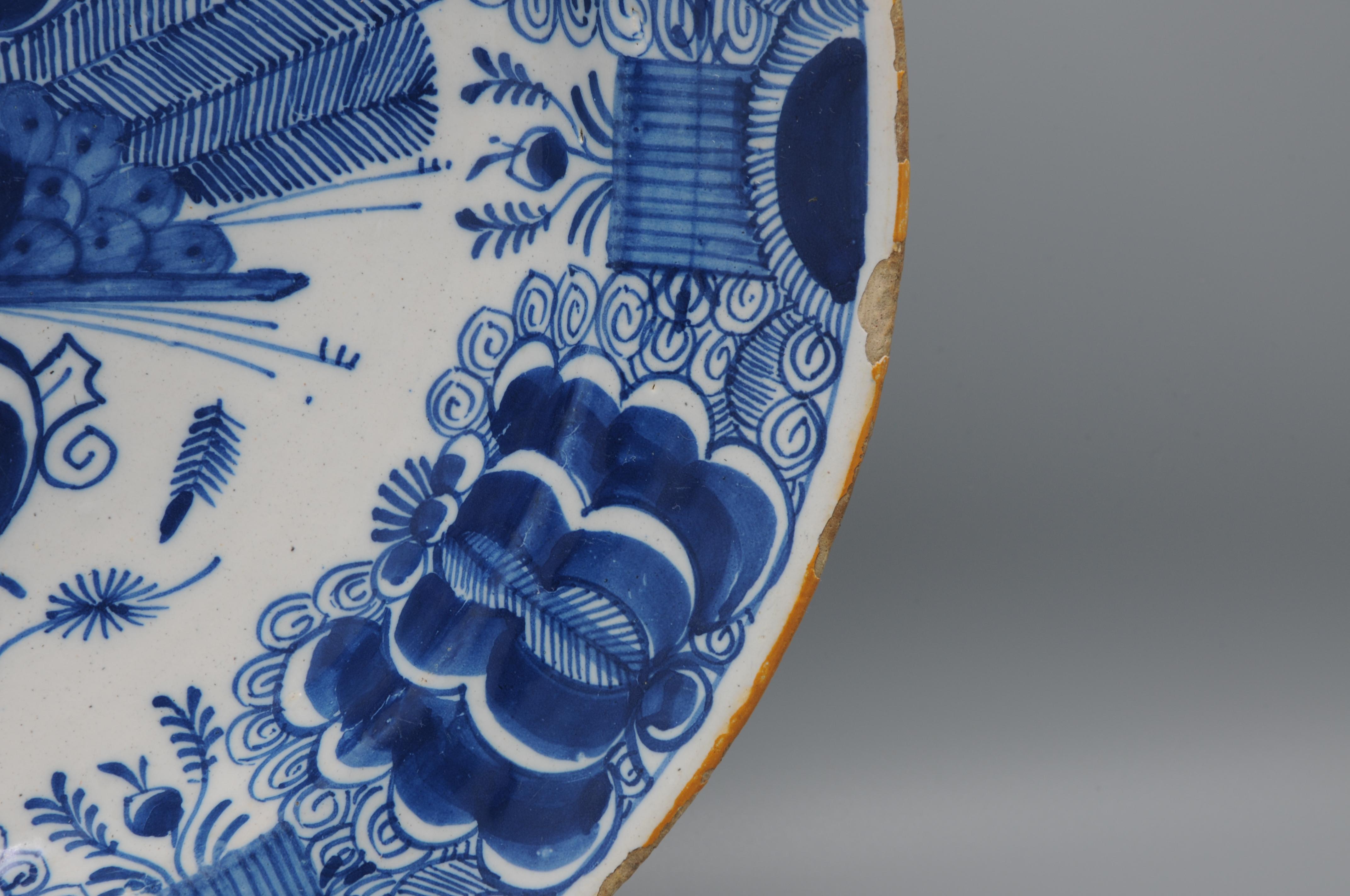 Chargeur 'Pauwenstaart' en forme de paon de Delft - De Claauw, 18e siècle en vente 1