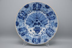 Delft Blue and White 'Peacock' Platter (12inch) by De Klaauw, late 18th century