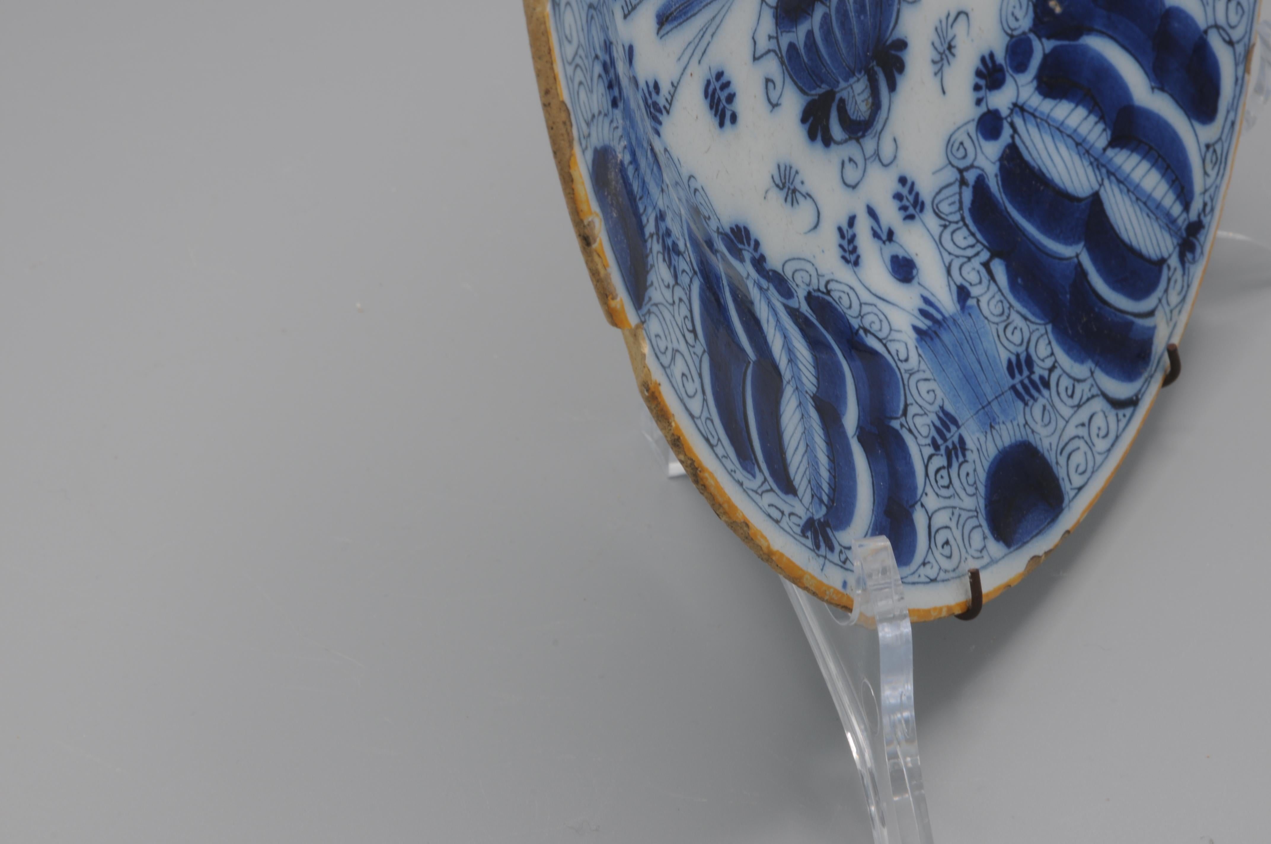 Dipinto a mano Piatto con pavone di Delft 