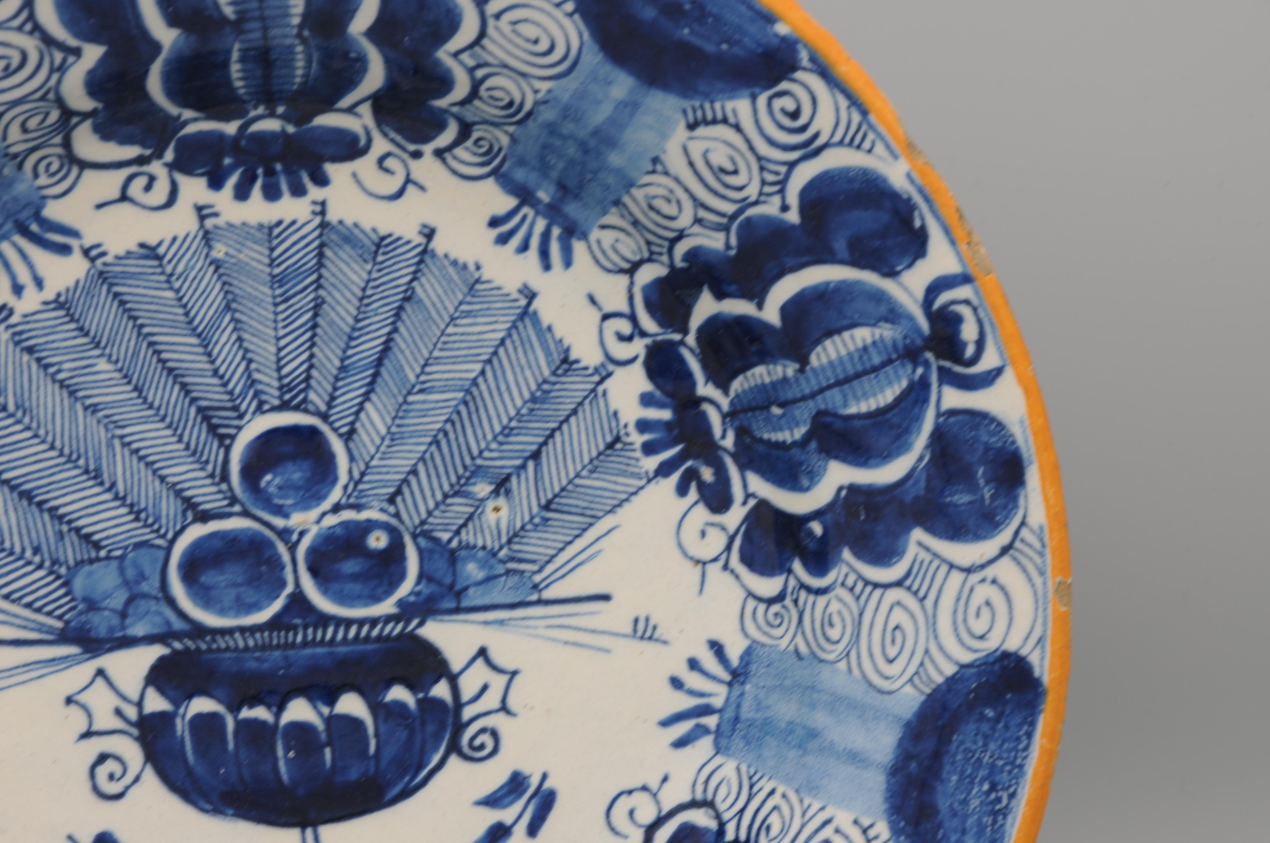 Dutch Delft 'Peacock' plate by Quirinus Mesch - second half 18th century