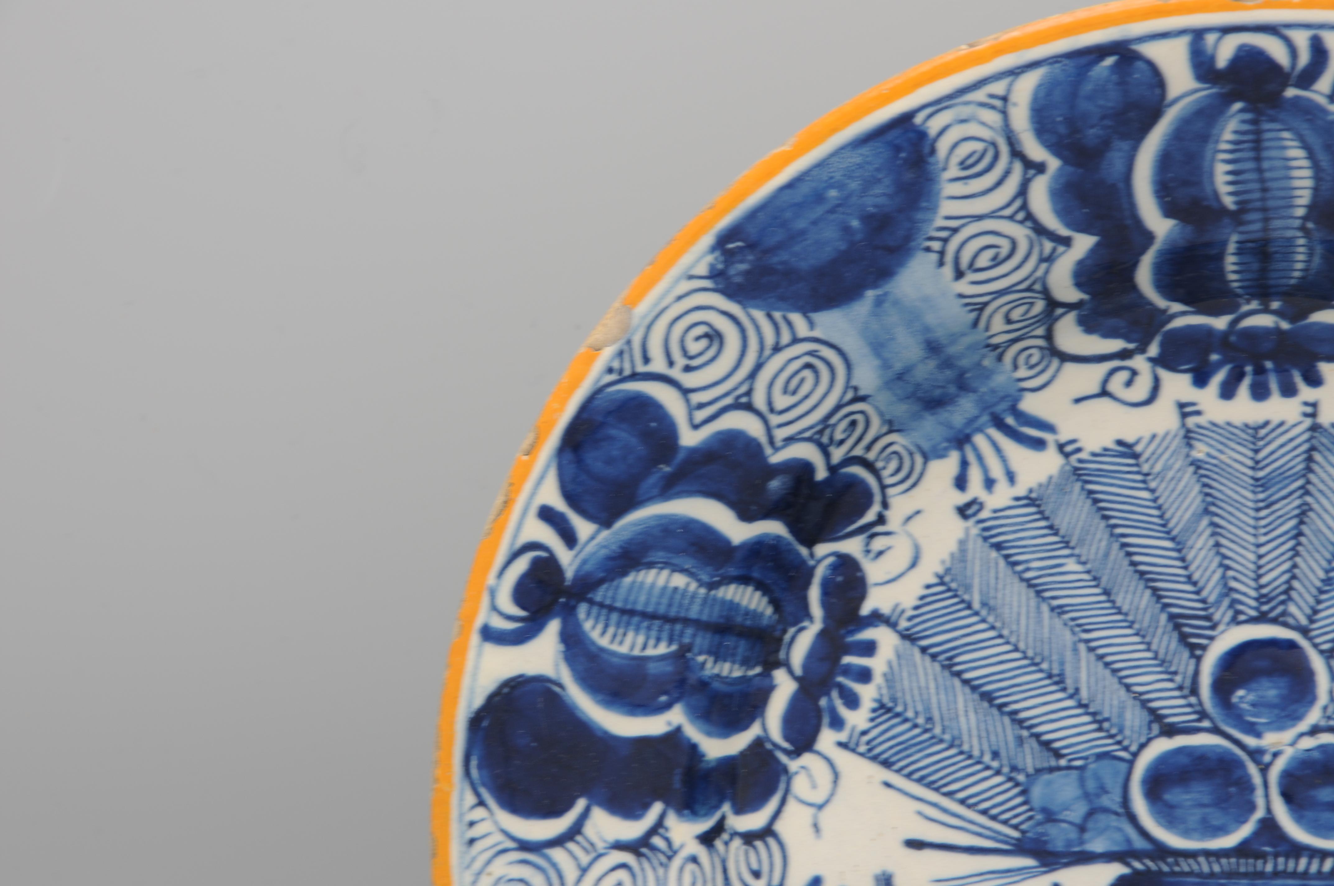 Hand-Painted Delft 'Peacock' plate by Quirinus Mesch - second half 18th century