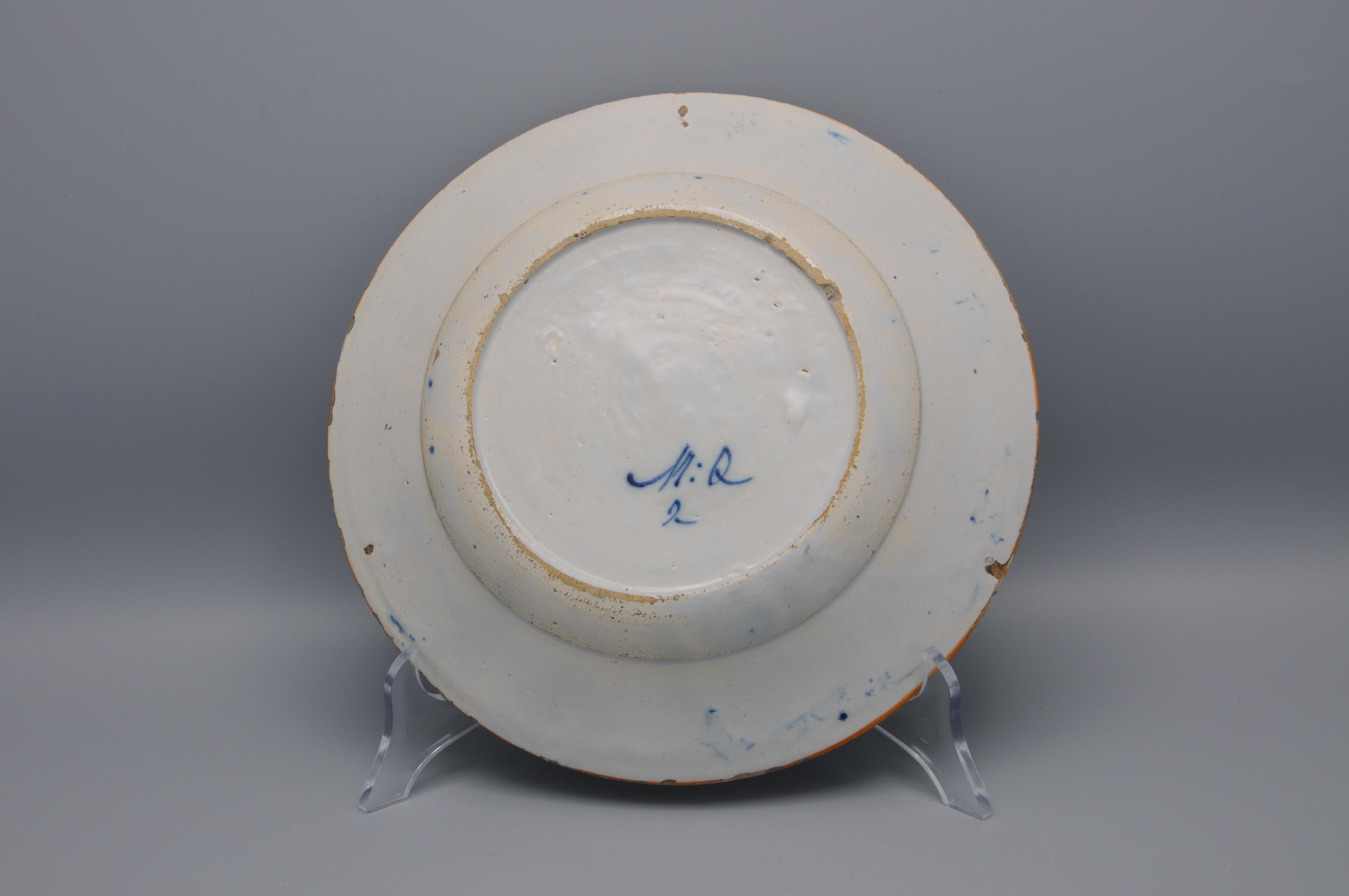 Earthenware Delft 'Peacock' plate by Quirinus Mesch - second half 18th century