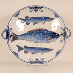 Delft Plate Fish Plate Drip Tray by Royal Tichelaar Handpainted Set of 2