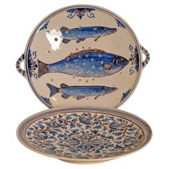 Delft Plate Fish Plate Drip Tray by Royal Tichelaar Handpainted Set of 2