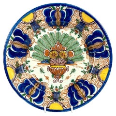 Antique Delft Plate or Dish Hand Painted Netherlands De Porceleyn Lampetkan Circa 1760