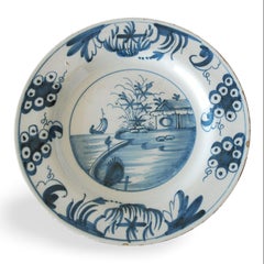 Delft plate - Ship in sail off the coast. Glasgow C1760