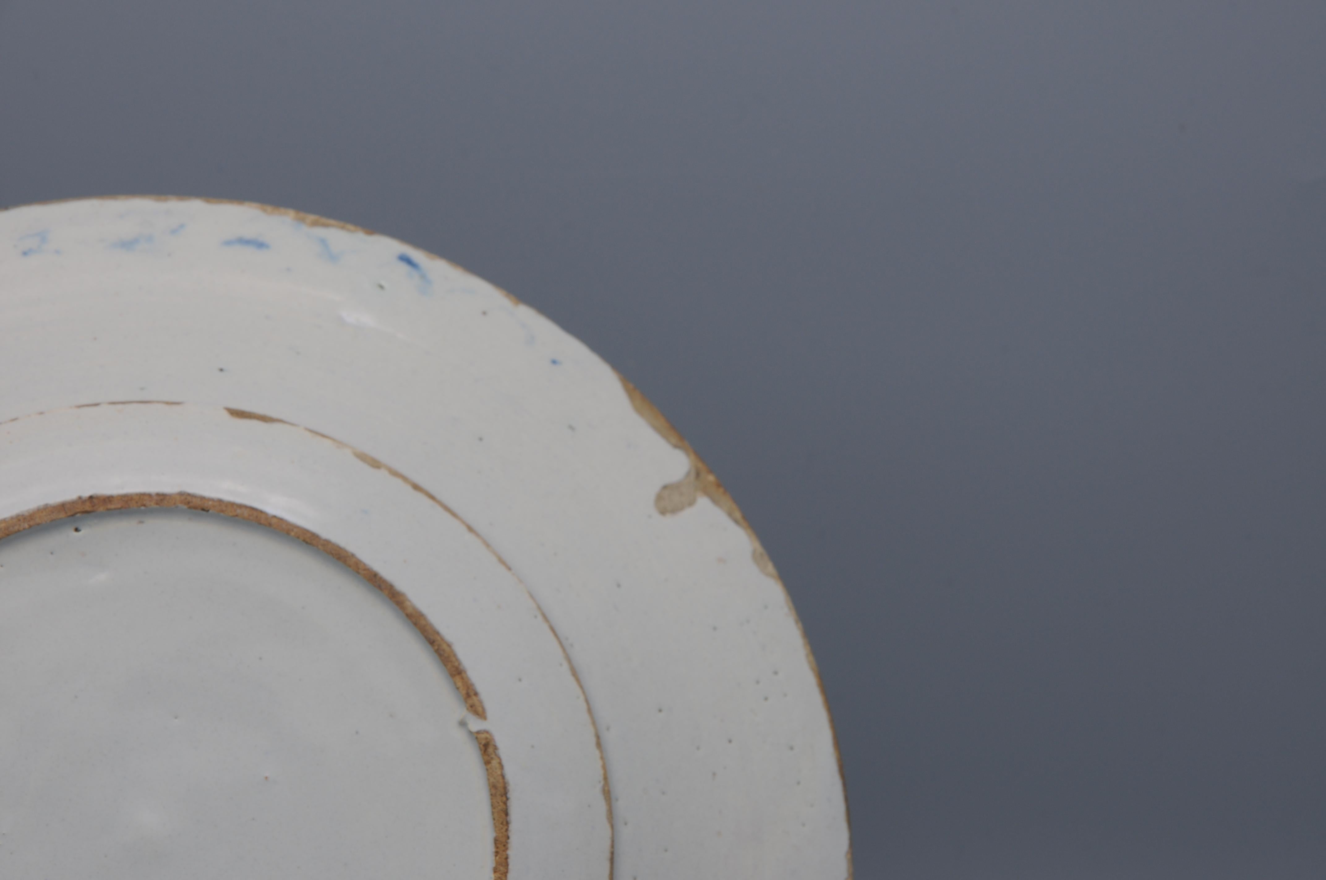 Delft, Plate with manganese rose - 18th century 1