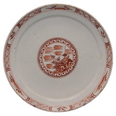 Delft, Plate with rare iron-red chinoiserie decor - first half 18th century