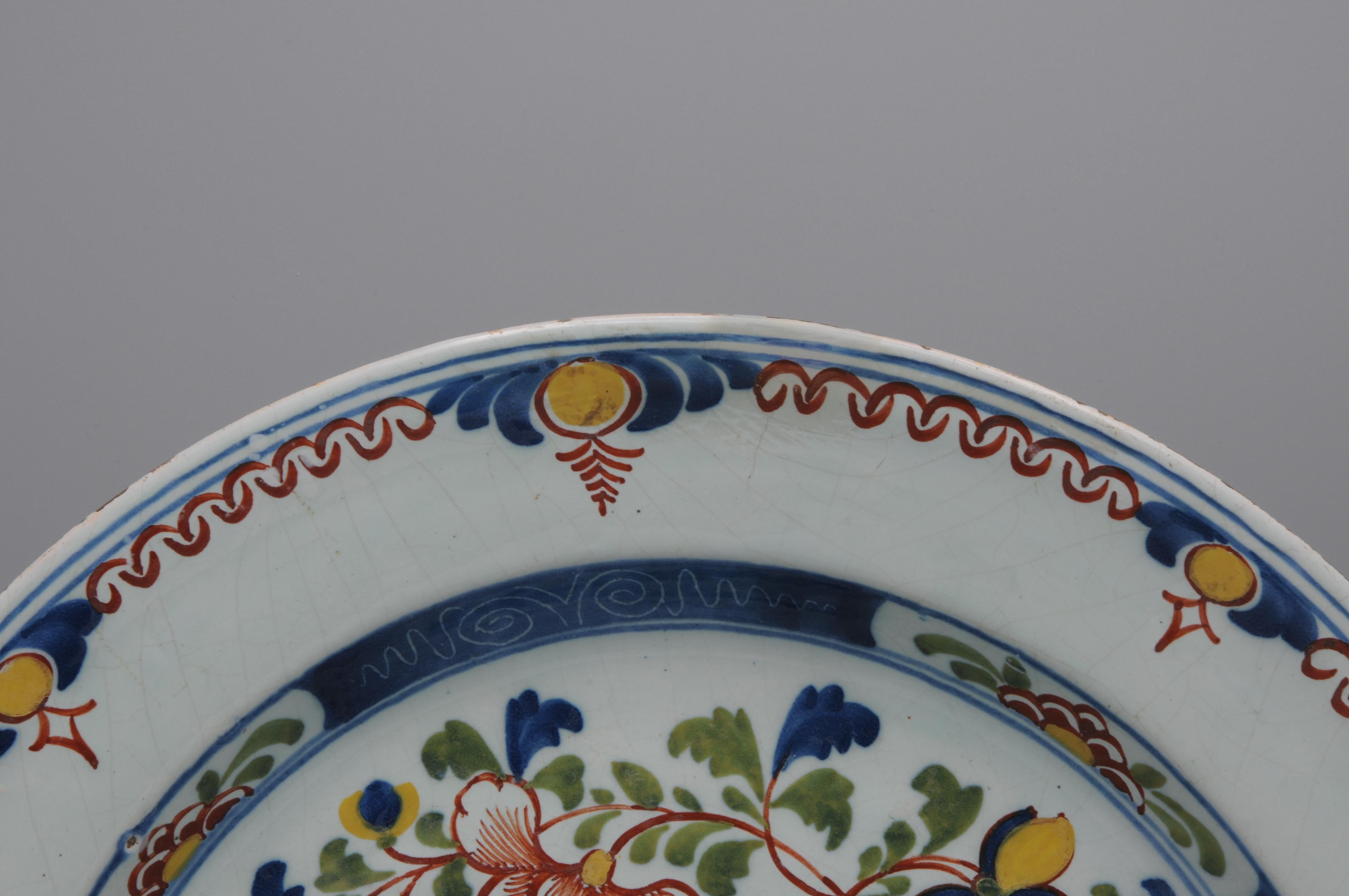Glazed Delft - Polychrome Chinoiserie Charger For Sale