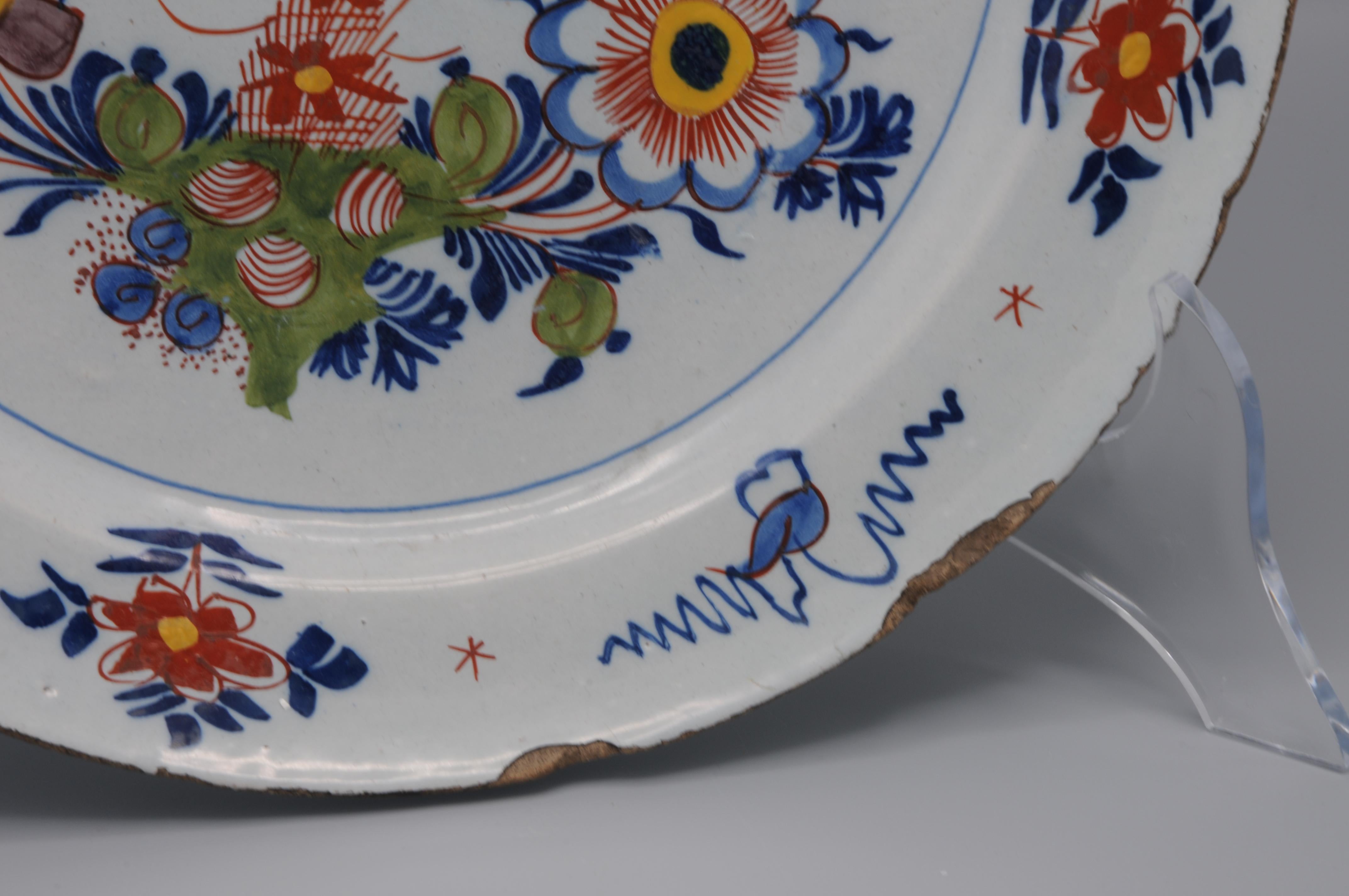 18th Century Delft - Polychrome Chinoiserie Floral Charger, 18th century